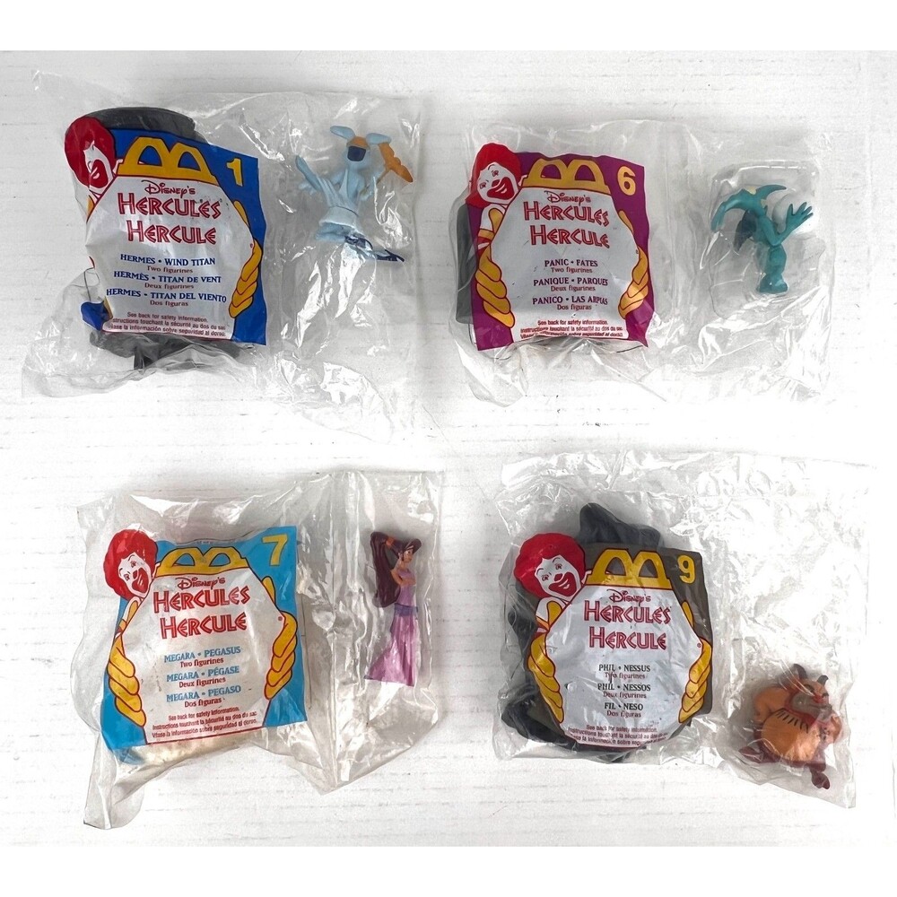 Vtg 1997 Mcdonalds Disney Hercules Toys Lot of 4 Panic Meg Phil Hermes Movie